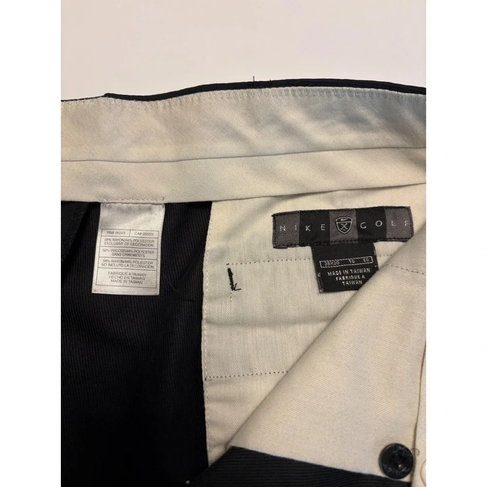 Nike Golf Pleated Trousers Mens 38x30 Black Straight Leg Corduroy Pants Rayon